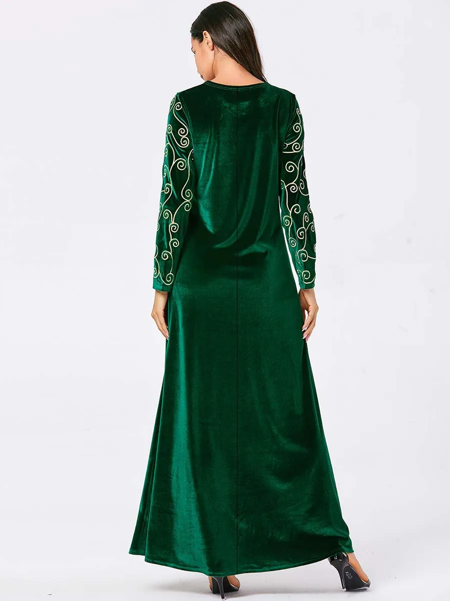 Мусульманское платье женское винтажное бархатное с вышивкой большое свободное