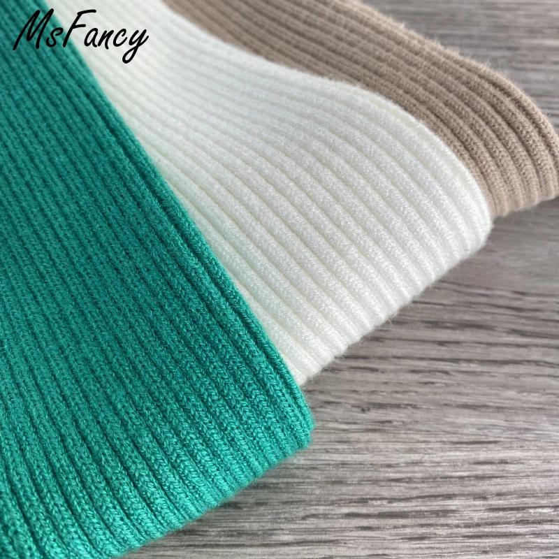 Msfancy вязаные комплекты с юбкой женский короткий топ длинным рукавом