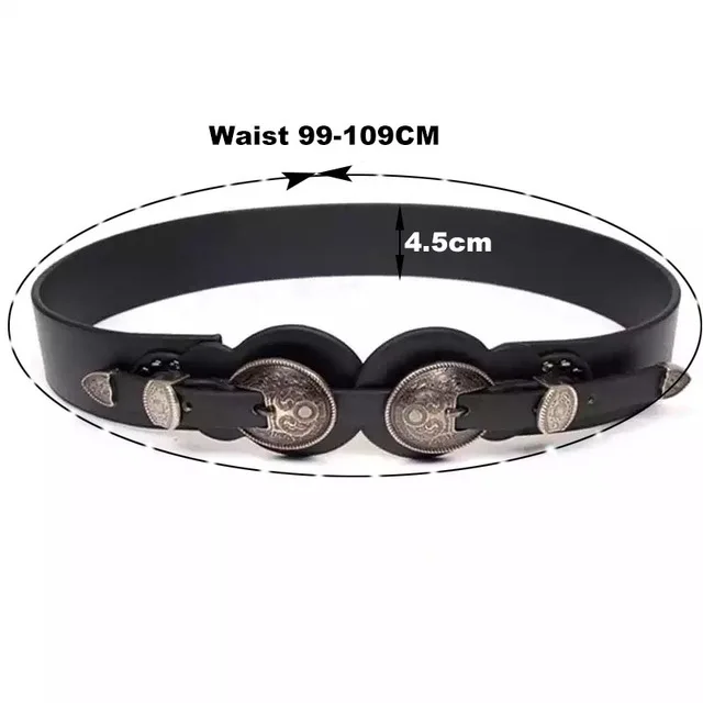 Waist 99-109CM Средневековый пояс с воинами, поясное кольцо, запчасти для костюма для взрослых мужчин, кожаный пояс с кельтской пряжкой, завязанный - Цвет: Waist 99-109CM