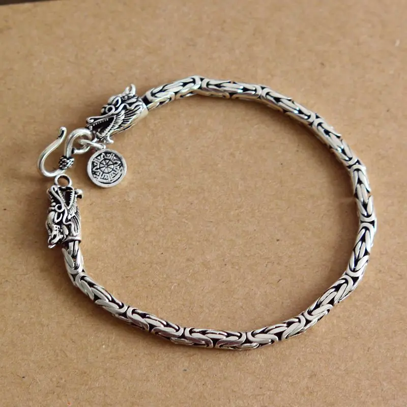 Мужской браслет на запястье реальная зеркальная Серебряная винтажная Пряжка M