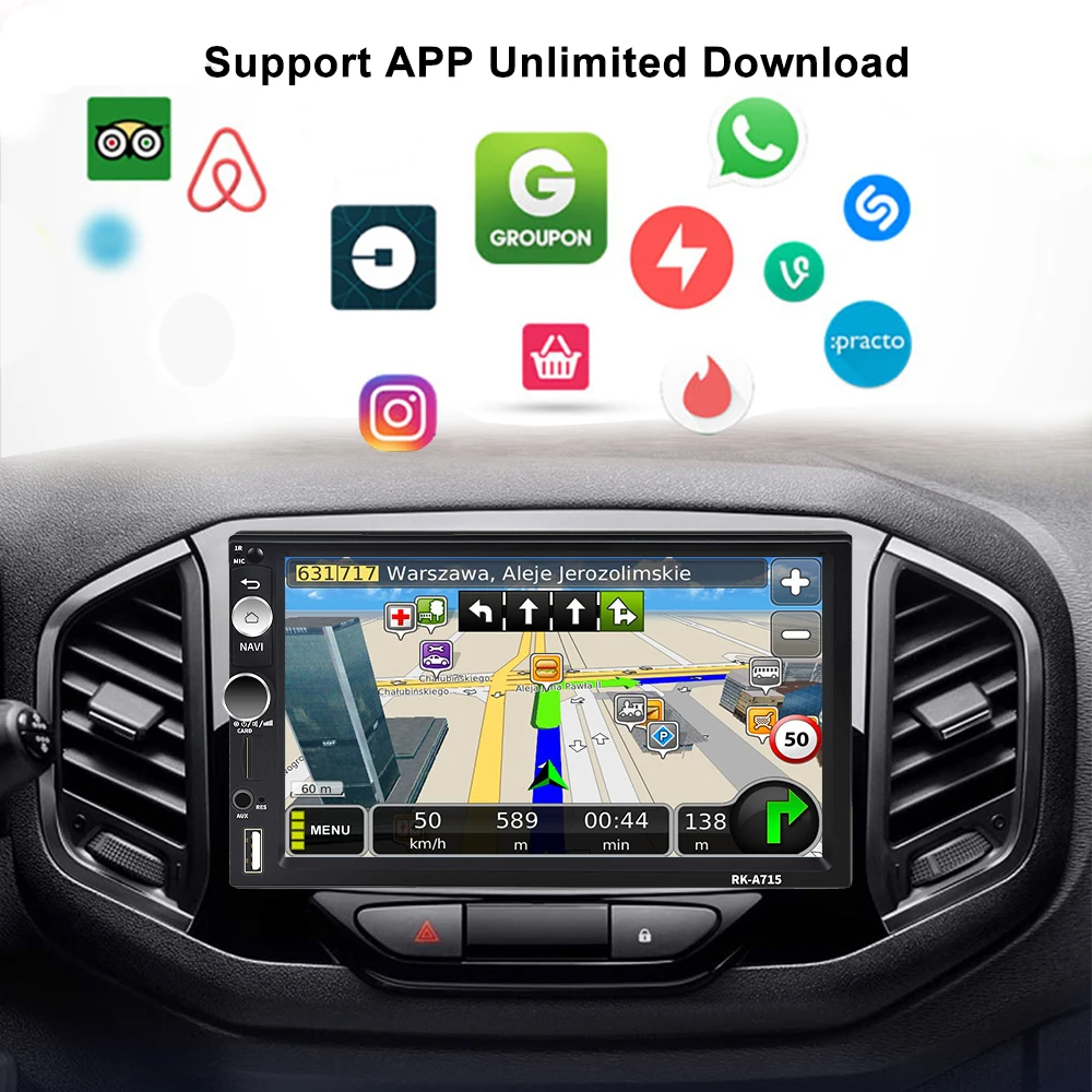 Автомобильный мультимедийный плеер Hikity MP5-плеер 2 Din с GPS Навигатором диагональю 7