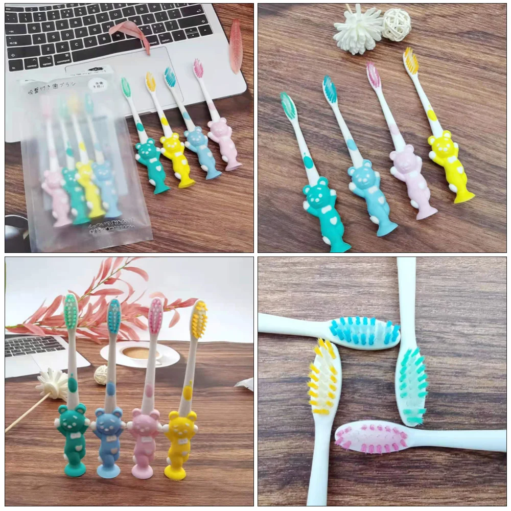 

24pcs Bear Shaped Bamboo Charcoal Bristles Toothbrushes for Kid (Assorted Color)