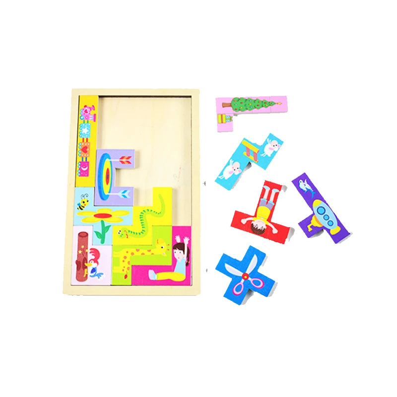 

Creative Wooden Rainbow Tetris Jigsaw Toys Assembly Puzzle Color Set Children Educational Toys