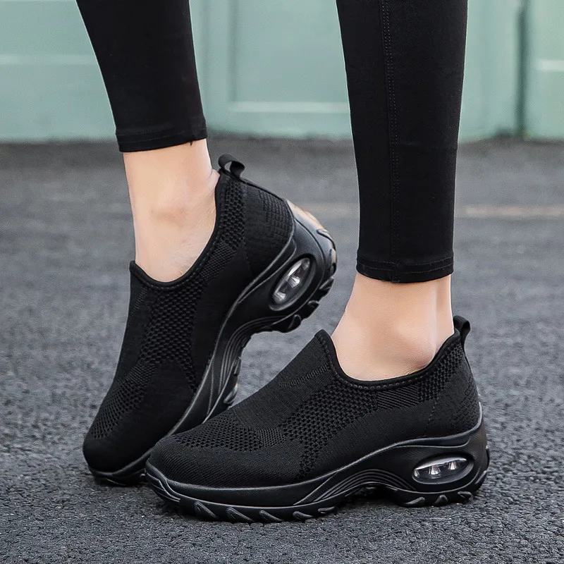 

LIN KING Big Size New Summer Women Sneakers Fashion Breathable Mesh Casual Shoes Platform Sneakers Ladies Slip On Wedges Loafers