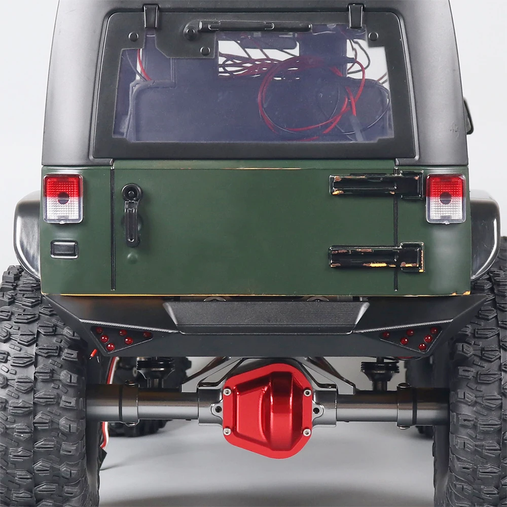 Металлический передний и задний бампер с основой под лебедку и светодиодным освещением для 1:10 RC Crawler Axial SCX10 II 90046 90047 Wrangler JK RGT 86100 TRX-4.
