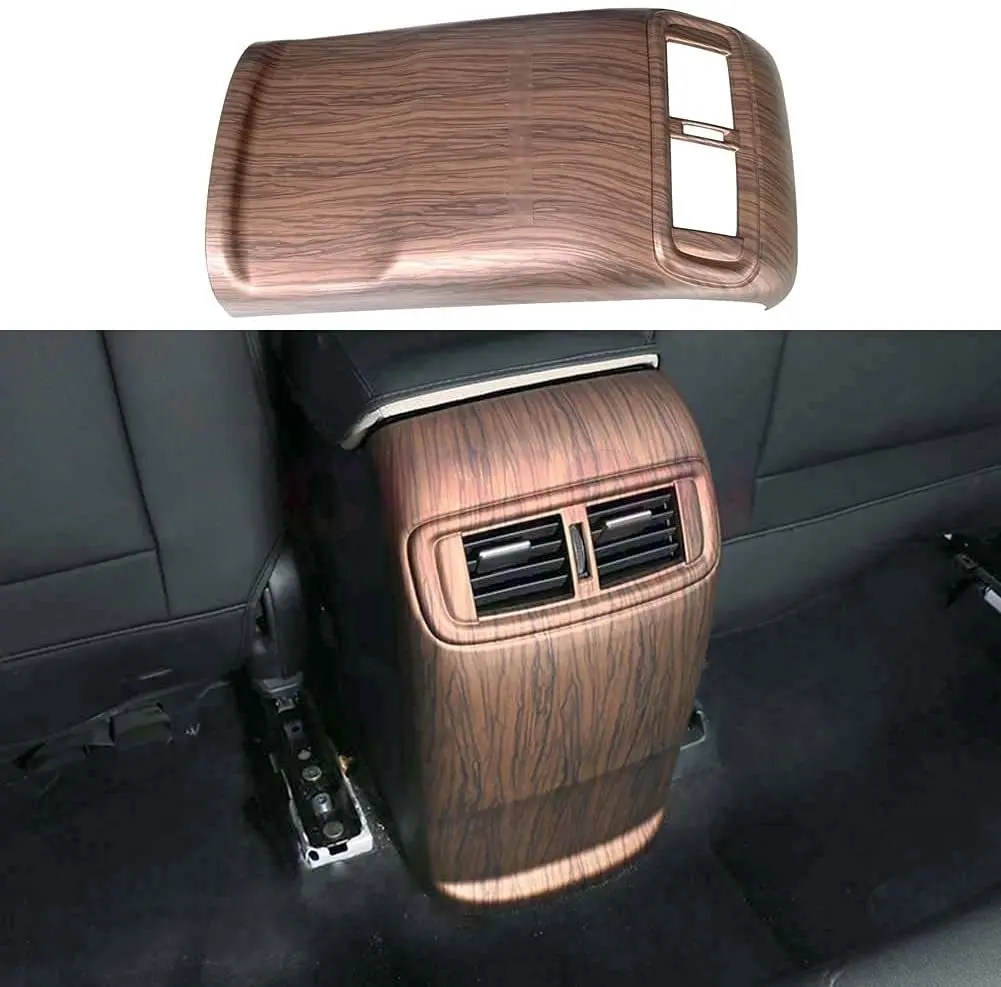 

For Honda CRV 2017-2021 Peach Wood / Carbon Fiber Rear Air Conditioner Vent Outlet Frame Panel Cover Trim Anti Kick Protector