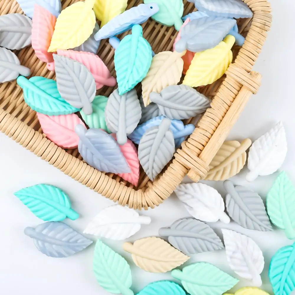 Let's make New 10pc силиконовый Прорезыватель силикагель листья аксессуары ручной