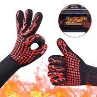 2pcs fireproof gloves heat insulation gloves microwave oven gloves barbeque kevlar 500%c2%b0c bbq flame retardant fireproof glove