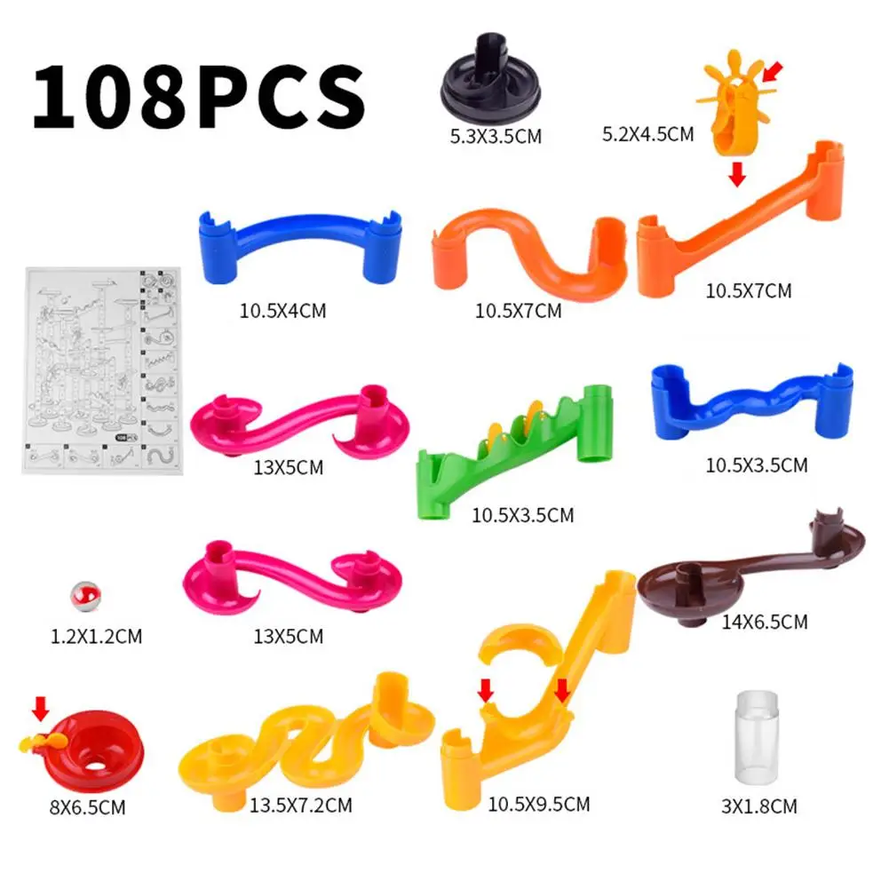 

108pcs Children Kids Puzzle DIY Assembly 3D Race Run Maze Ball Track Building Blocks Plastic Funnel Slide Pipe Game Toys