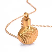 custom free engraving stainless steel gold scallop starfish sea urn memorial pendant necklace keepsake necklace for men women