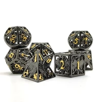 2020 new style hollow dice 7pcs multi sided metal zinc alloy trpg dnd rpg mtg table games dados board game hot sale dice set