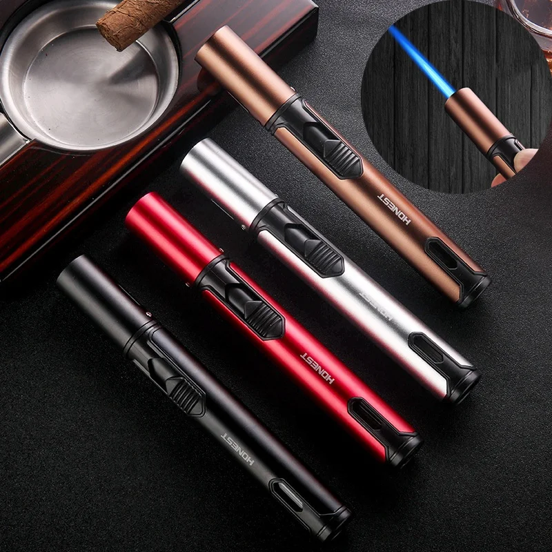 

Metal Torch Gas Lighters windproof Lighter Cigar Butane Lighters Spray Gun Portable Jet Lighter Kitchen Outdoor Blue Flame