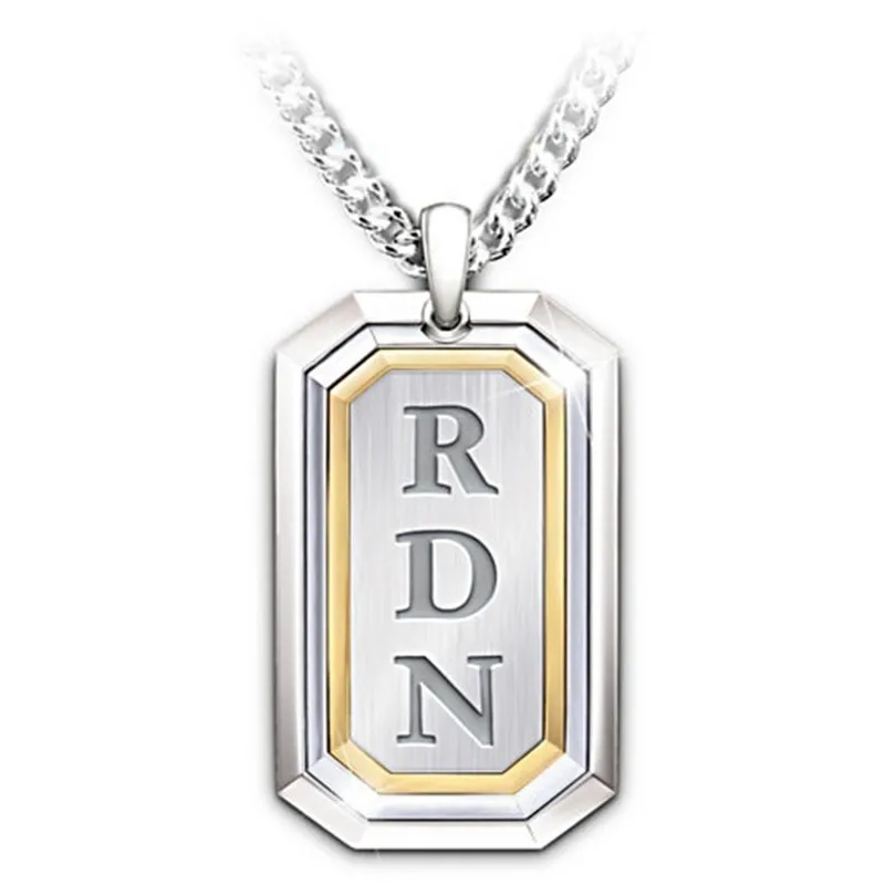 

Fashion Exquisite Creative Letter Rectangle Men's Birthday Gift Pendant Necklace Anniversary Party Party Jewelry Wholesale