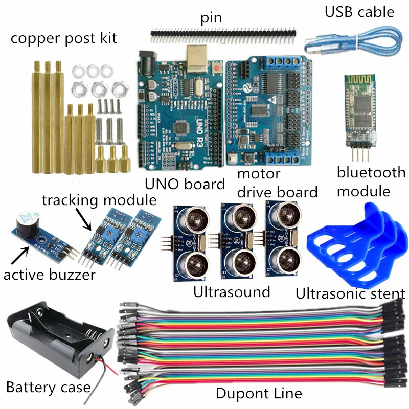 

Wireless Bluetooth Control Kit Automatic Tracking 3-Way Ultrasonic Obstacle Avoidance For RC Robot Chassis Part DIY For Arduino