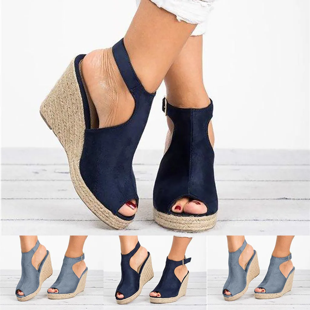 

Dropshipping Women Sandals Summer 2020 Wedges Shoes for Women Buty Damskie Sapato Feminino Black Ladies Sandals Sandalias