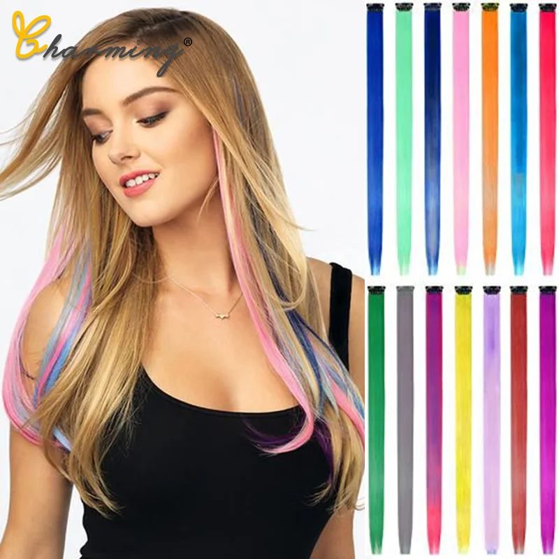 Очаровательные синтетические накладные волосы с зажимом термостойкие длинные