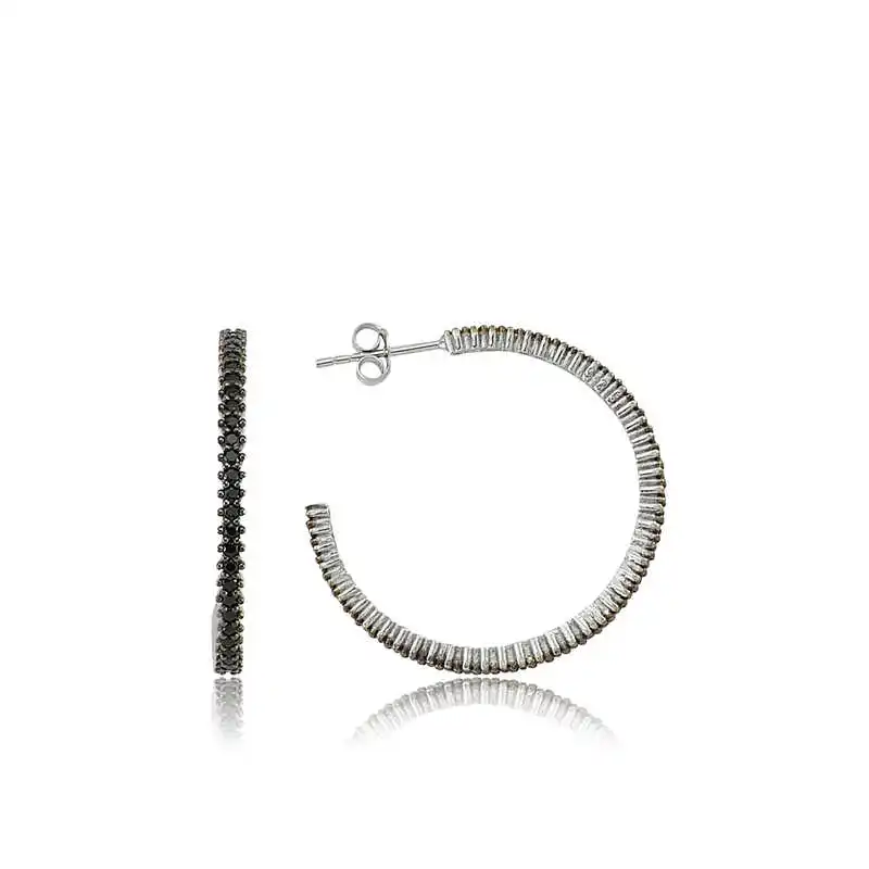 

Silver Tamtur Black Cubic Zirconia Earrings