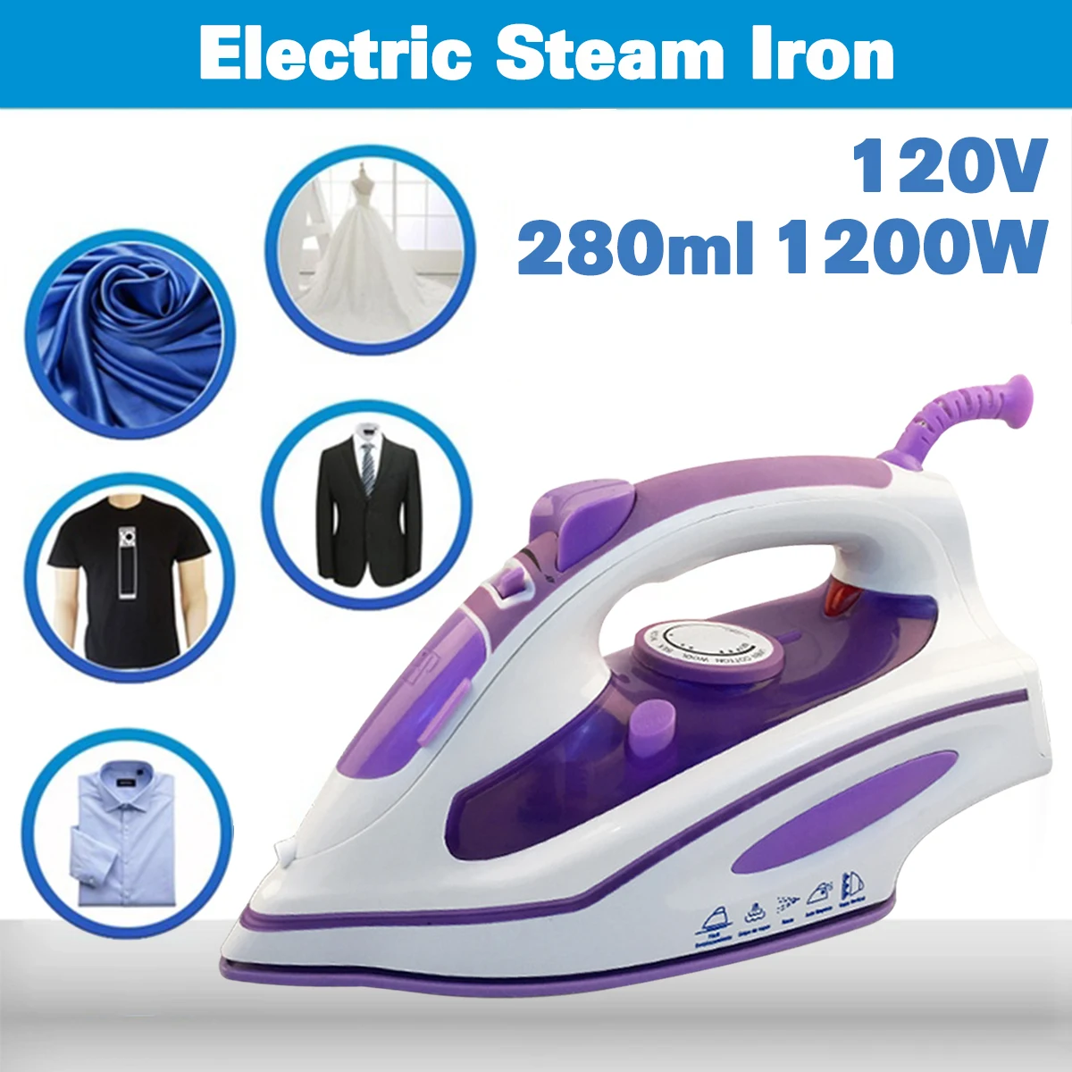 120V 1200W Electric Steam Iron Clothes Irons Travel Electric Press Garment Small Portable Household Ironing Clothes Machine