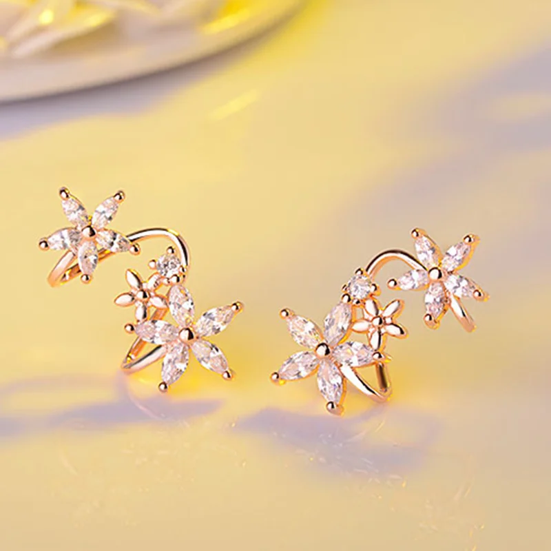 1 CZ Циркон Цветочные серьги-гвоздики сладкий цветок Кристалл Бабочка звезда снежинка серьги гвоздики pendientes oorbellen Букле д 'ореиль подарок - Окраска металла: 1