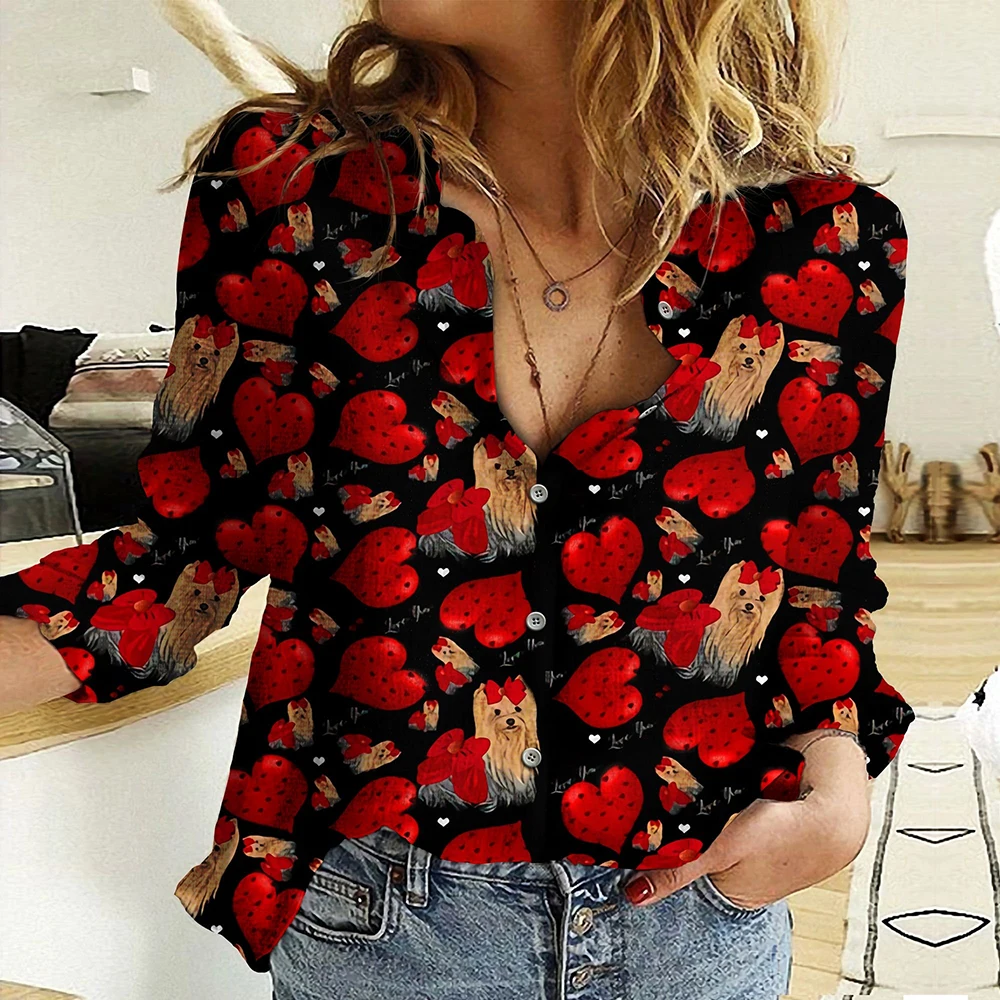

4 -Casual Shirt 3D printing DIY custom design Logo pattern Long Sleeve Turn-down Collar Blouse For Women