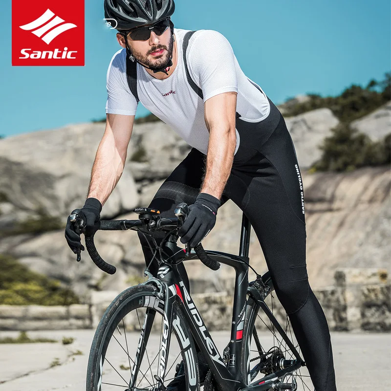 Santic Для мужчин зимние велосипедные штаны Высокое качество Pro MTB дорожный велосипед комбинезон плотная, ветронепроницаемая теплая 4D мягкий Велосипедный спорт длинные брюки для девочек