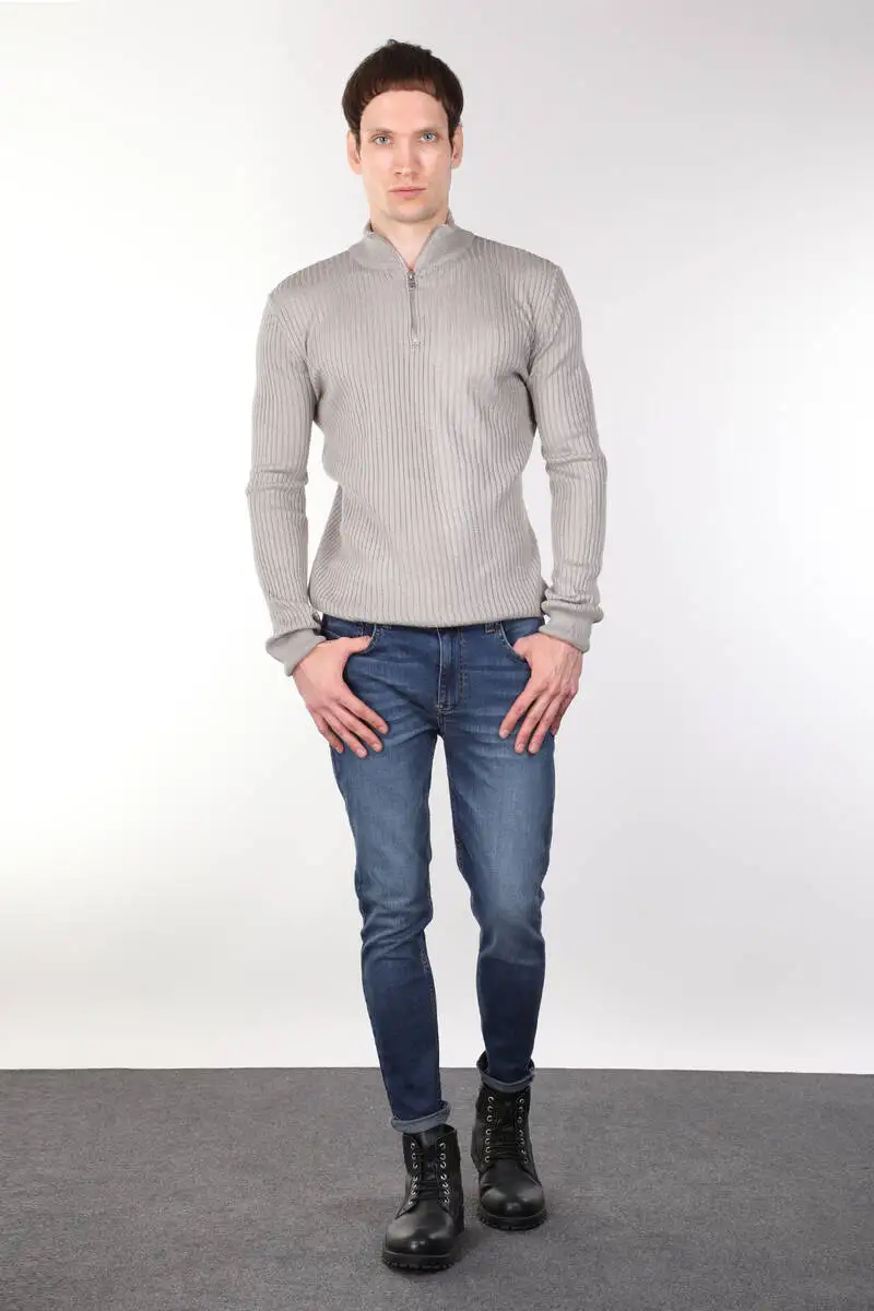

Zipper Corded Mens Knitwear Sweater
