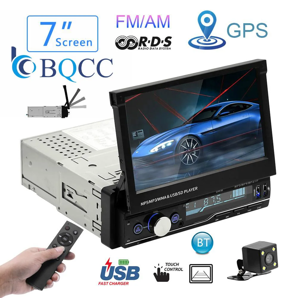 Автомагнитола Mp5 Плеер MP3 Авторадио Bluetooth RDS " 1 Din gps аудио стерео Авто складной экран FM/AM Зеркало Ссылка