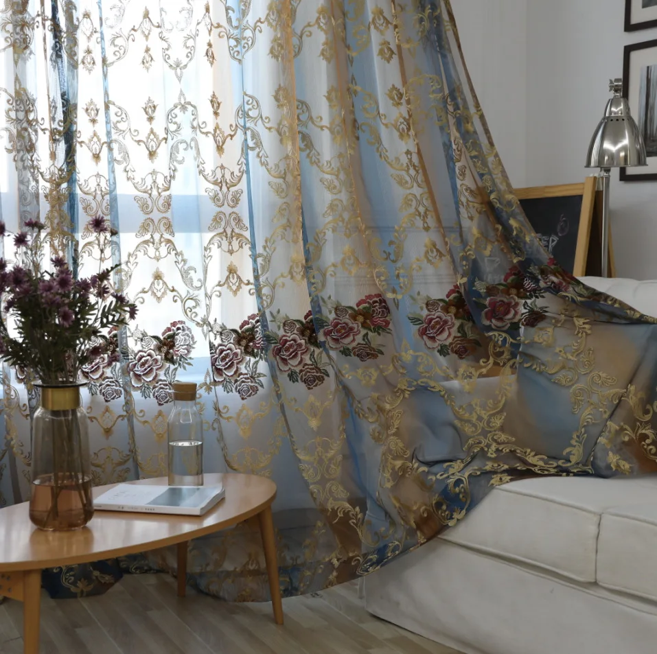 

Custom High-end European Embroidery Curtain Blinds for Living Room Bedroom