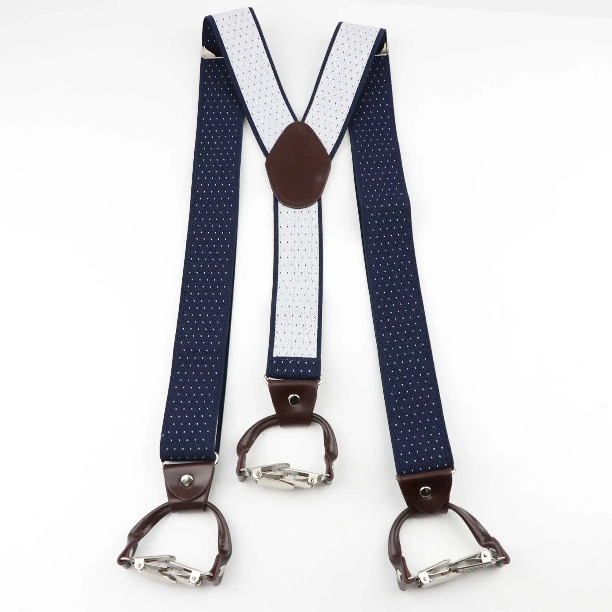 

Gift Box Suspenders Black Leather 6 Clips Braces Casual Suspensorio Tirante Trousers Strap Bretele Father/Husband