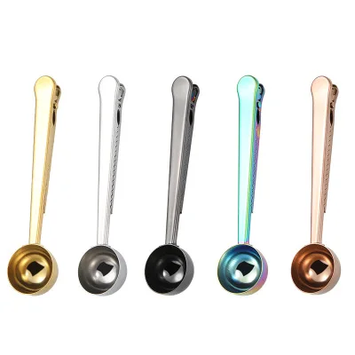 Многофункциональная ложка из нержавеющей стали с зажимом для пакета