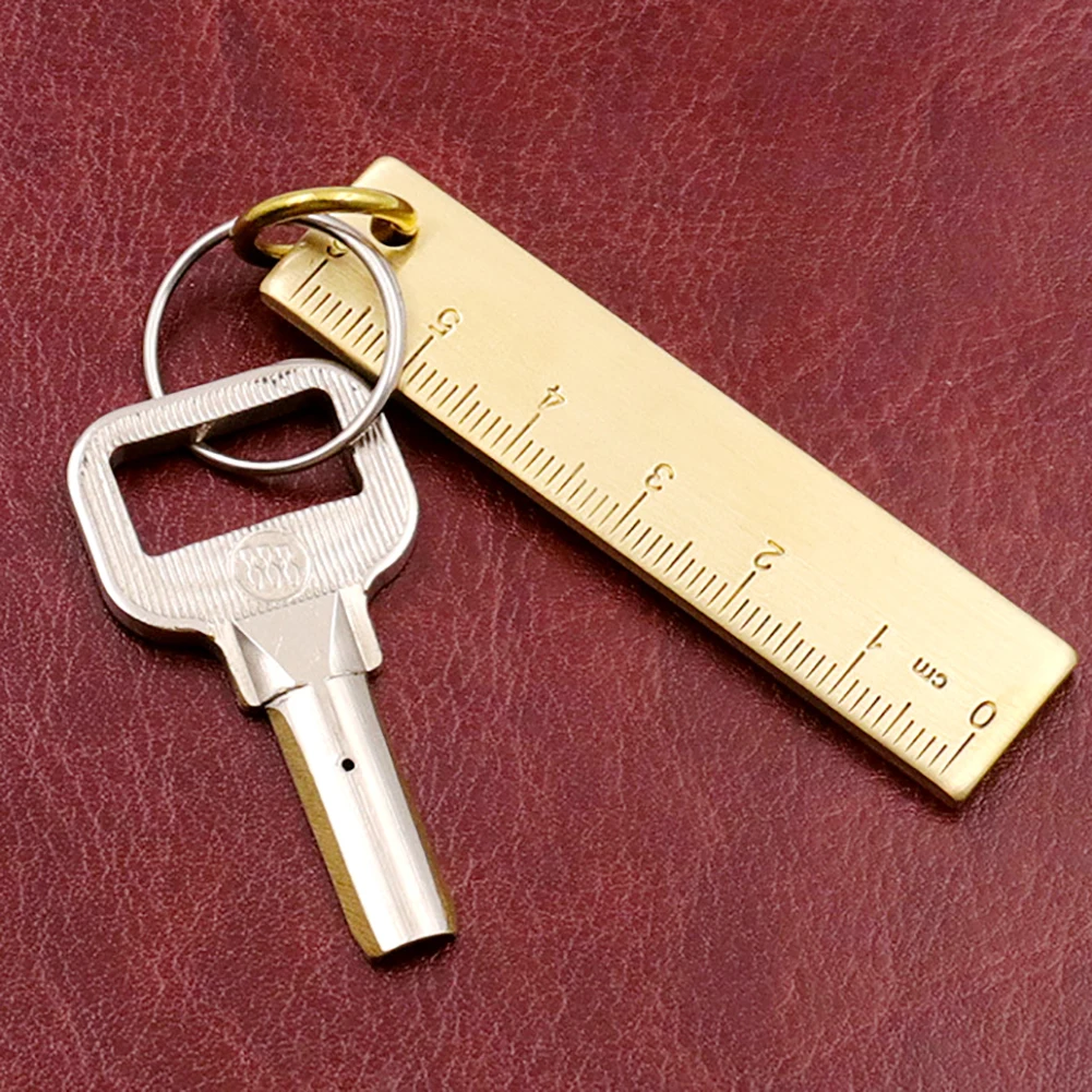 6CM Portable Copper Ruler Thickened Metal Key Ring Keychain Number Plate Drafting Supplies Outdoor Measurement Tools | Инструменты