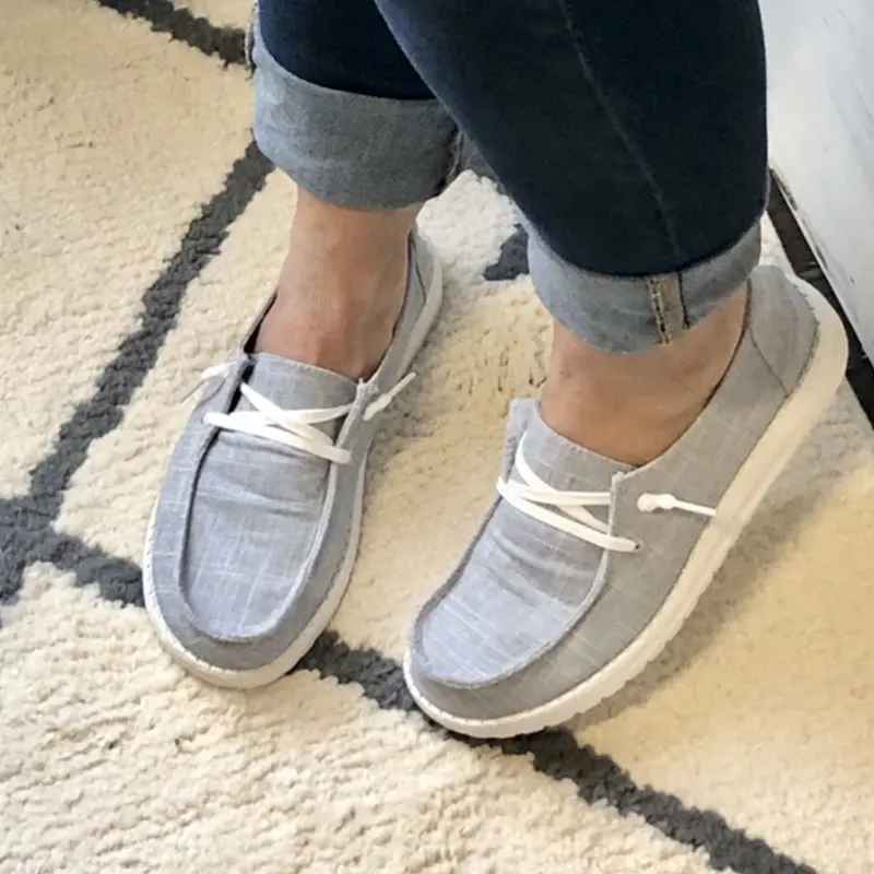 

Women Casual Shoes Lace Up Canvas Loafers Summer Soft Breathable Shoes Student Girl Lightweight Ladies Sneakers Plus Size