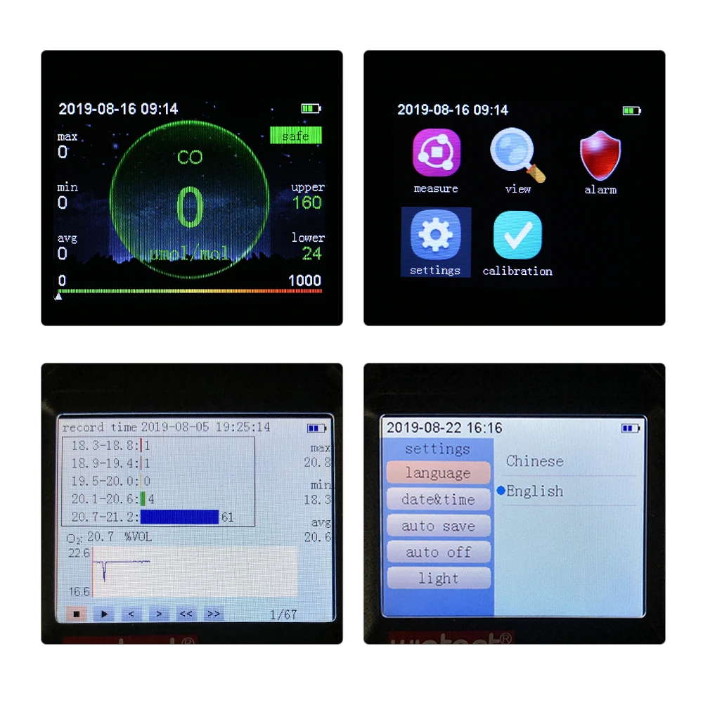 Portable CO Gas Detector Analyzer 0-1000umol/mol Carbon Monoxide Concentration with Sound-light and Vibration Alarm | Инструменты