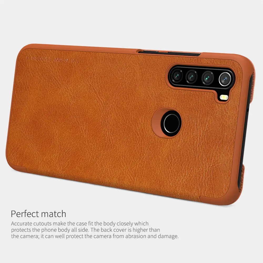 

For Xiaomi Redmi Note 9/Redmi 10X 4G Nillkin Qin Leather Case Cover Card Pocket Ultra Slim Retro