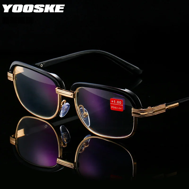 

Очки для чтения YOOSKE пресбиопические, металлические увеличенные, для мужчин и женщин, ретро, с диоптриями по рецепту золота, + 1,0 1,5 2,0 2,5