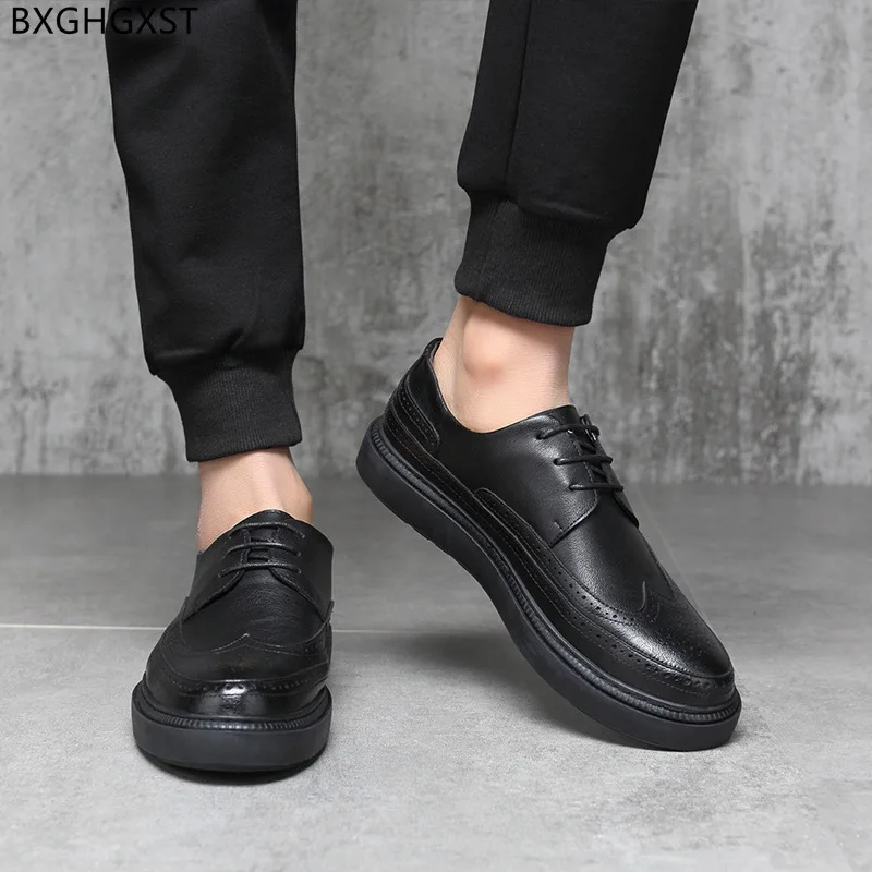 

Brogue Men Dress Shoes Leather Fashion Party Shoes for Men 2023 Black Casual Business Shoes Men Zapatos De Vestir De Los Hombres