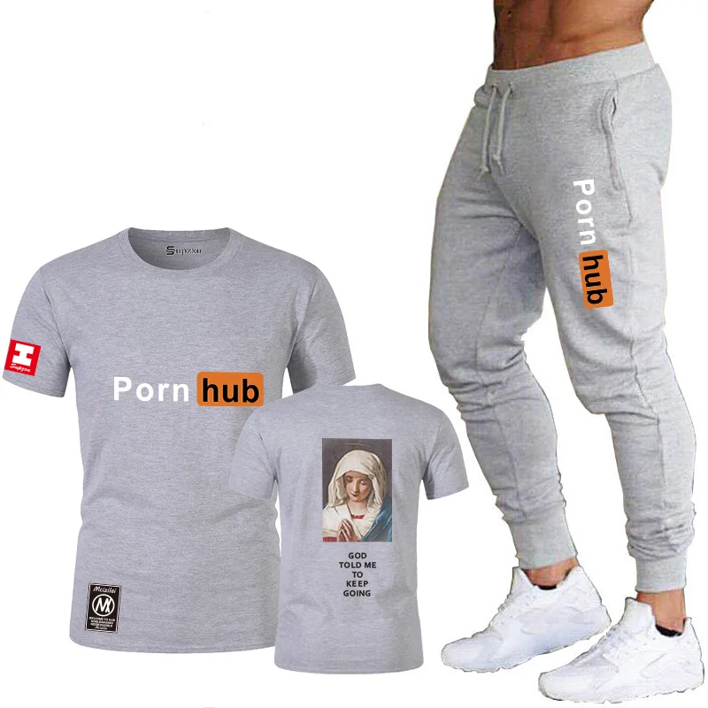 

2021 Summer New Fashion Men's Suit T-Shirt + Pants Two-Piece Casual Sportswear Men's Sports Brand Suit T-Shirt+ Pants Sports Sui