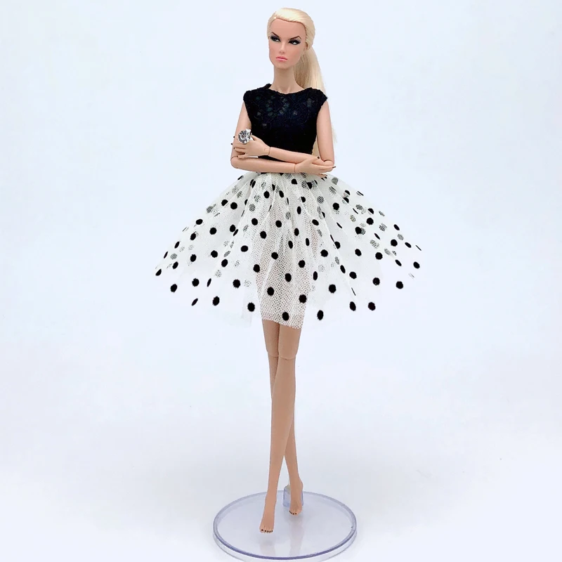 

Black Polka Dots Elegant Dress For Barbie Doll Outfits Sleeveless Lace Tutu Dresses Clothes For Barbie 1/6 BJD Dolls Accessories