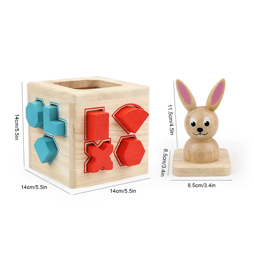 

Kids Early Education Matching Intelligence Box 3D Cartoon Rabbit Developmental Wooden Puzzle Blocks Children Early Learning Toys