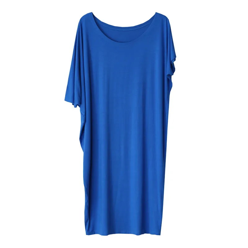 

irregular solid modal women dresses 2020 summer new o-neck short-sleeved loose casua knee-length female dresses top quality