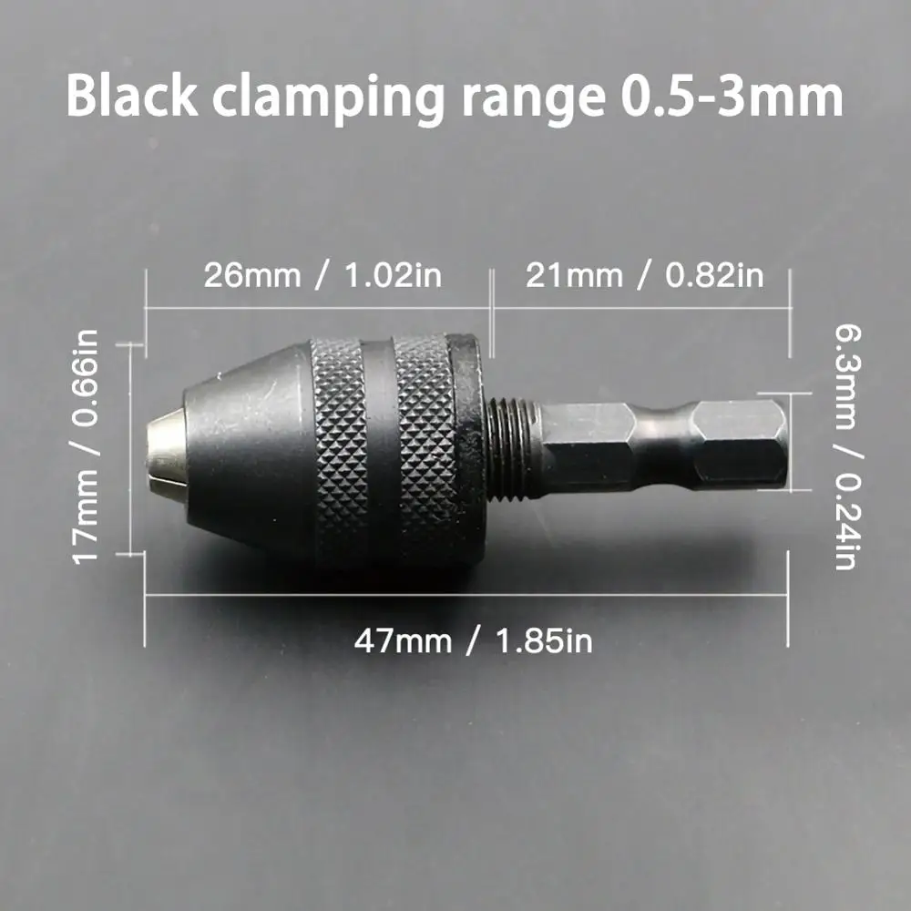 

0.3-3.0mm Keyless Drill Chuck 1/4'' Hex Shank Quick Change Adapter Converter for Mini Power Drill Electric Grinder