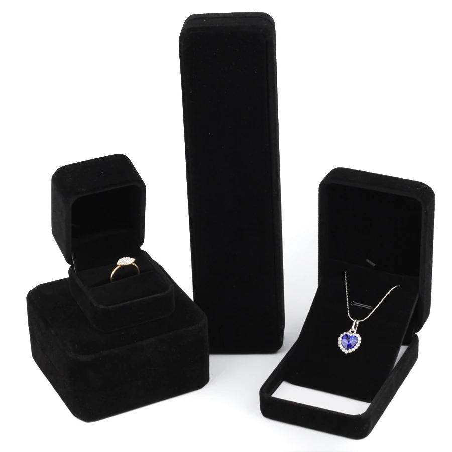 Elegant Wedding Ring Display Box Velvet Earrings Bracelet Gift Packaging Portable Pendant Necklace Storage Case Wholesale | Украшения и