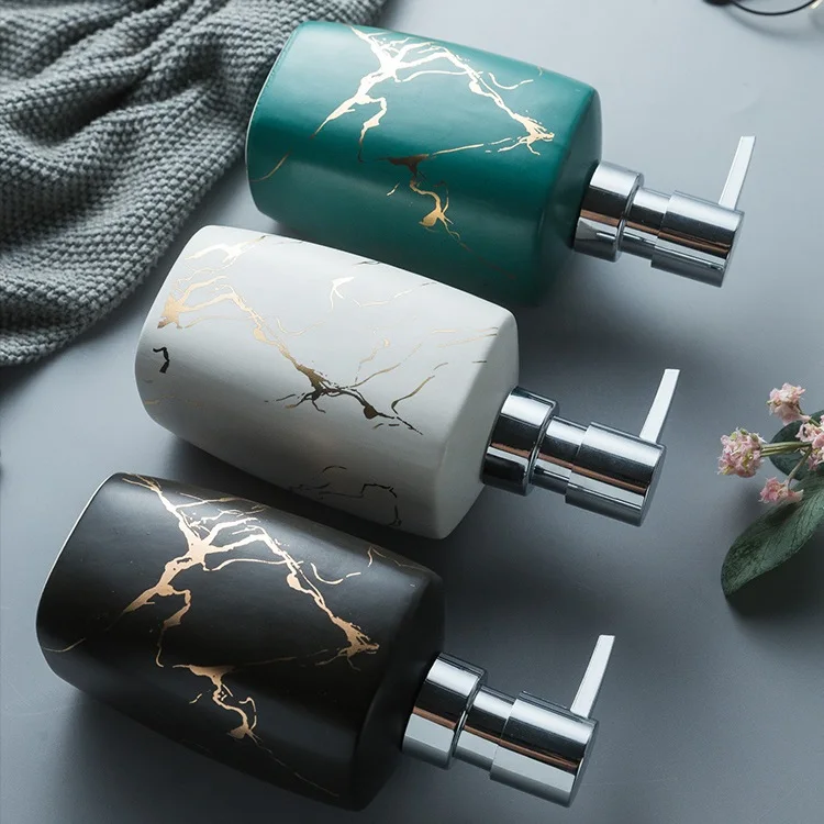 Imitation Marble Pattern Ceramic Liquid Soap Dispenser 350ml Shampoo Hand Sanitizer Bottle Bathroom Accessories H106 | Дом и сад