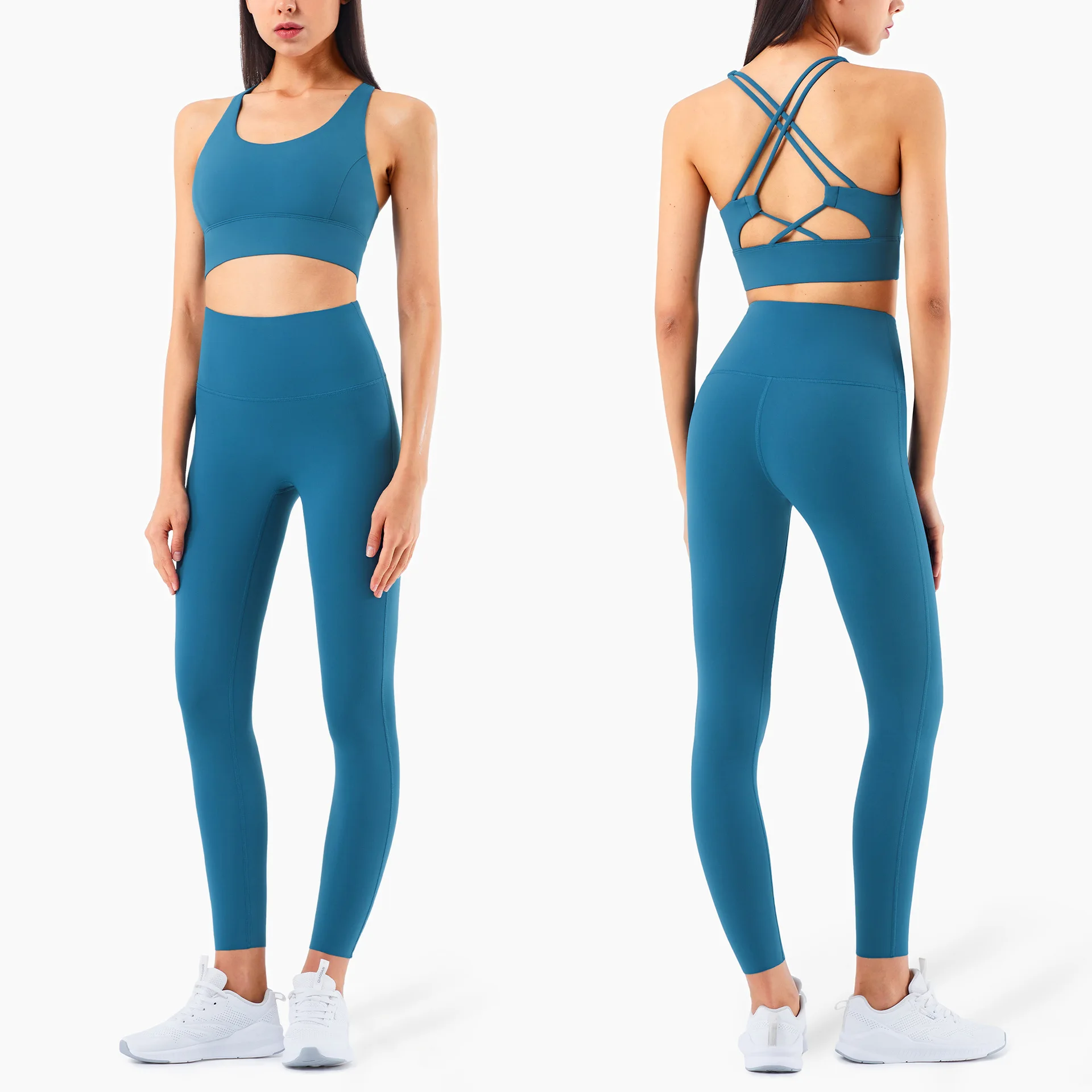 

Crop Top Women Sets Clothes Sport Suit Cross Bras Suits Woman Leggings High Waist Female Pants Fitness Women's Legging Pants