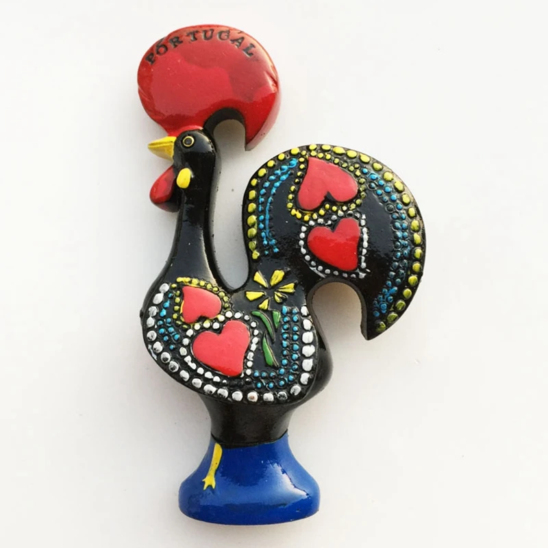 

New Handmade Painted Portugal Cock 3D Fridge Magnets Tourism Souvenirs Refrigerator Magnetic Stickers Gift