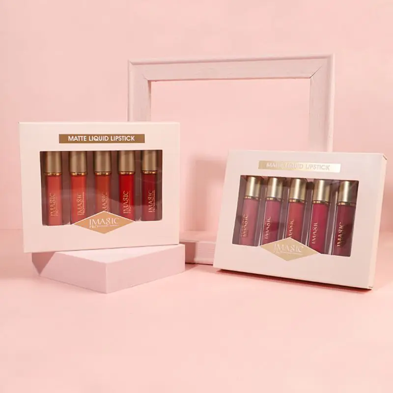 

5PCS/Set Makeup Lip Gloss Set Waterproof Long-lasting Non-stick Cup Velvet Matte Lip Gloss For Ladies Lip Glaze Makeup Set