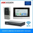 HIKVISION KIS603-P многоязычный 802.3af POE комплект видеодомофона, включает DS-KV6113-WPE1(B) и DS-KH6320-WTE1 и PoE переключатель