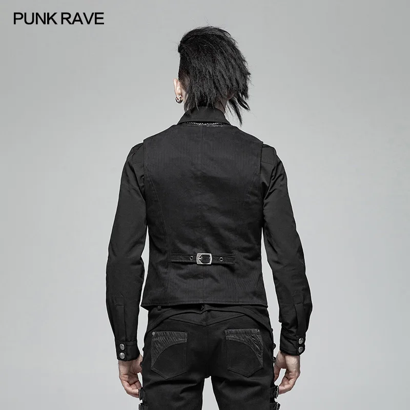 Простой жилет PUNK RAVE в стиле стимпанк асимметричный дизайн планки кармане
