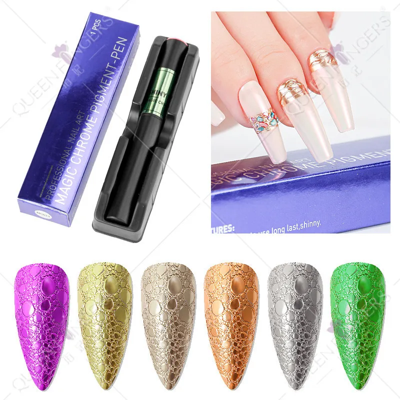 

1 Pcs Manicure Magic Cushion Pen 25 Color Series Magic Mirror Powder Titanium Cushion Pen DIY Nail Decoration Nail Designer