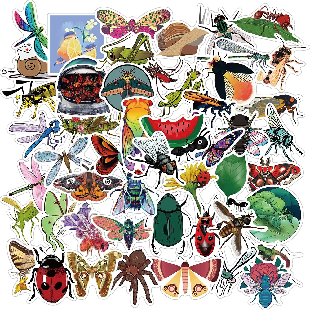 

10/30/50Pcs Insect Nature Stickers Funny Animal Butterfly Spider DIY Waterproof Decals Kids Toy Phone Luggage Laptop Car Sticker